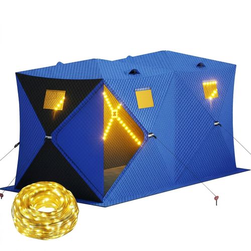 Pop-Up Ice Fishing Tent with 49Ft LED Light Strip